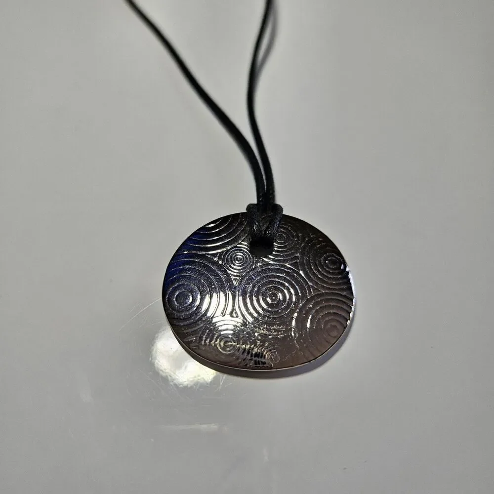 *Sale* Lia Sophia Silver Tone Elliptical Pendant Black Cord Necklace 16-19